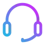 Headset symbol representing customer help, support service, and quick assistance